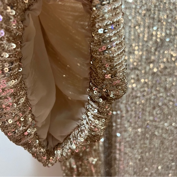 Ann Taylor gold sequin raglan sleeve top  short sleeves large NWT - Picture 6 of 8